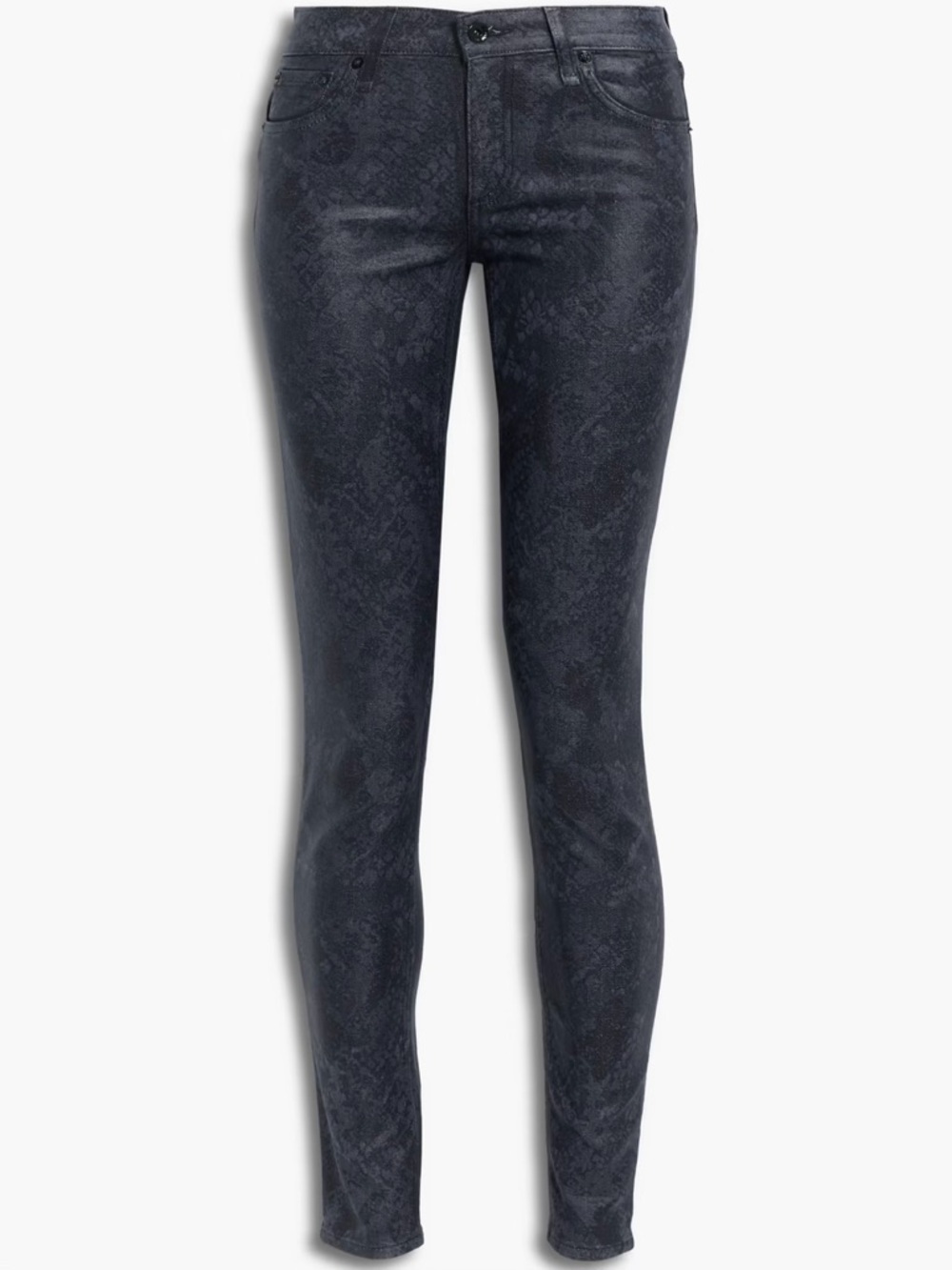 NWT Rag & Bone ‘Cate’ Coated Mid-Rise Skinny Jeans in “Snake Foil” Wash Size 24
